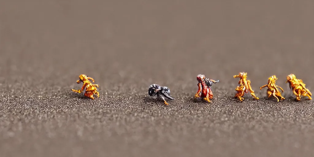 Image similar to macro photography of amazing tiny adorable nanobots forming into creatures