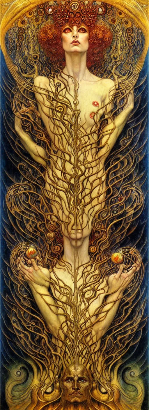 Image similar to Divine Chaos Engine by Karol Bak, Jean Delville, William Blake, Gustav Klimt, and Vincent Van Gogh, symbolist, visionary