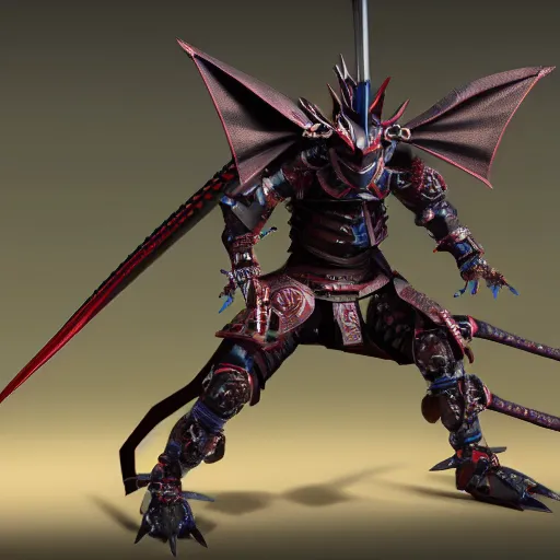 Prompt: a mechanical dragon samurai in japanese armor, full body, unreal engine 5, 8k