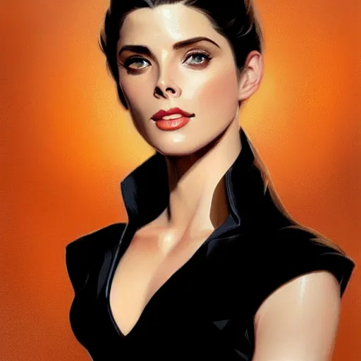 Image similar to Ashley Greene's face combined with Grace Kelly's face with black hair wearing Power Armor, western, D&D, fantasy, intricate, elegant, highly detailed, digital painting, artstation, concept art, matte, sharp focus, illustration, art by Artgerm and Greg Rutkowski and Alphonse Mucha