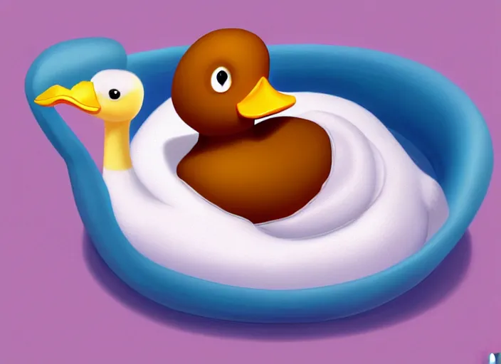 Image similar to cute duck tucked in bed and going to sleep, by disney pixar, digital painting, trending on artstation, award winning art, stylized painting