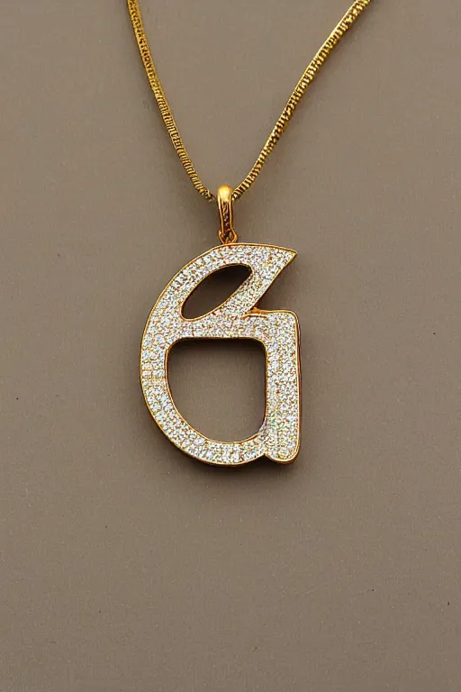 Image similar to gold letter g pendant with colored diamonds and in a hip hop font style