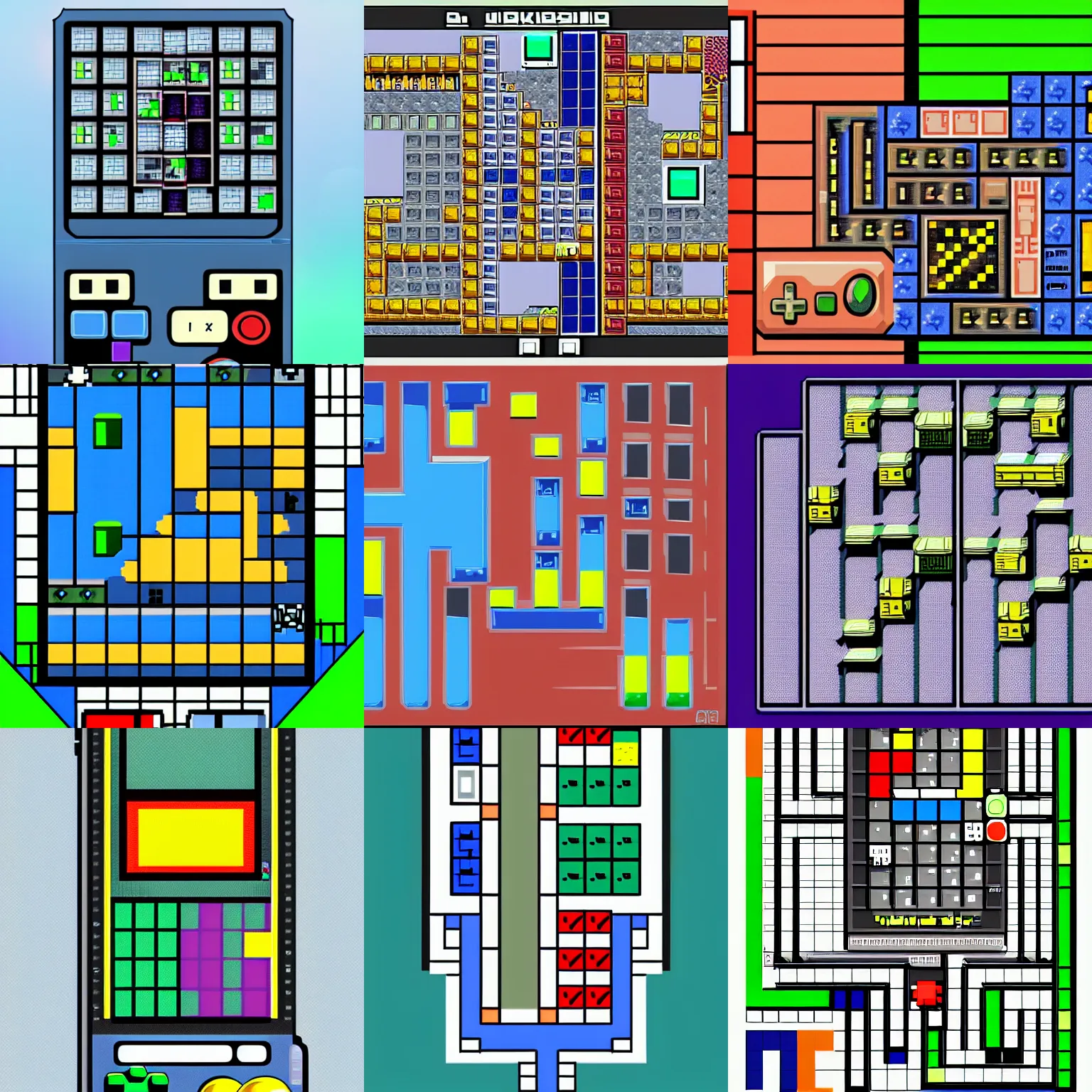Prompt: gameboy on the screen tetris game, artstation