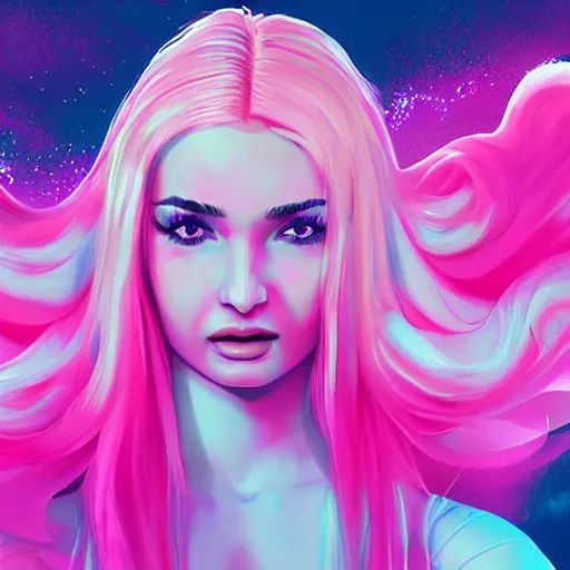 Image similar to cinematic, epic, kim petras bubblegum pink pop album cover, out of this world, interdimensional, artstation, cgsociety