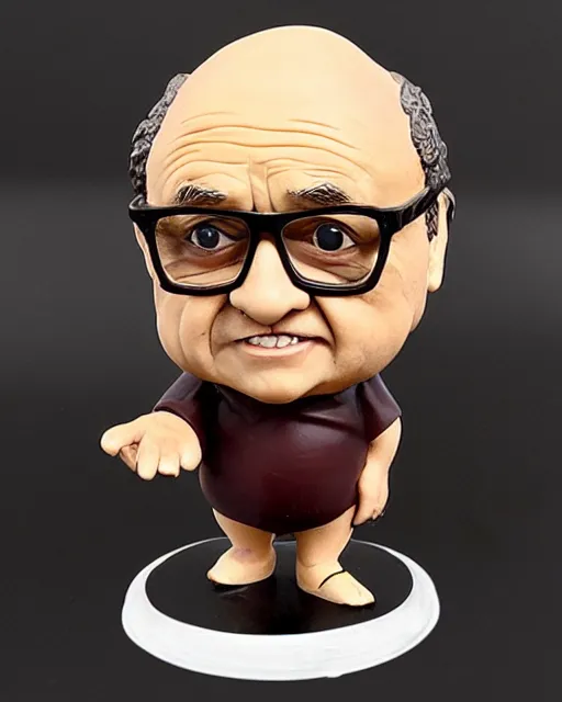 Image similar to a cute little plastic chibi statuette of danny devito trash man special edition, ebay listing, product picture, advertisement, thumbnail