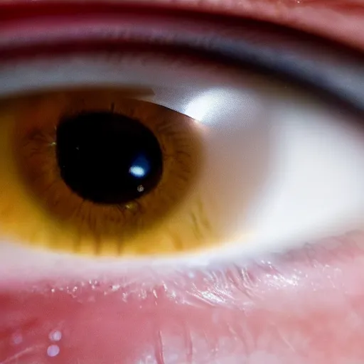 Prompt: close up shot of pupil eye where we can see a ghost in the eye