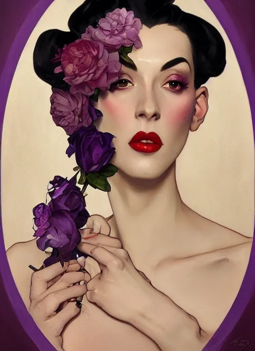 Image similar to violet chachki, painting by artgerm and greg rutkowski and alphonse mucha