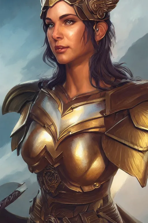 Image similar to amazon valkyrie athena, d & d, fantasy, portrait, highly detailed, headshot, digital painting, trending on artstation, concept art, sharp focus, illustration, art by artgerm and greg rutkowski and magali villeneuve