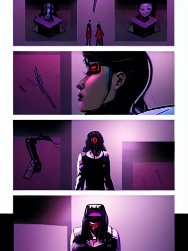 Prompt: the woman of my dreams is a cyborg assassin : : graphic novel, cyberpunk, futuristic, holographic