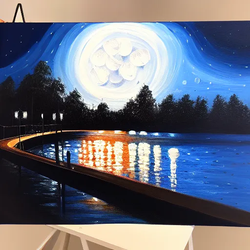 Image similar to night time, midnight. highly detailed painting, realist 8 k