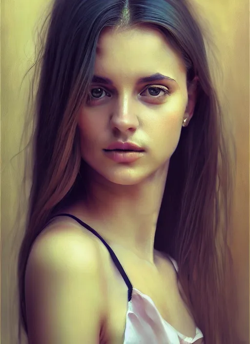 Image similar to portrait of a gorgeous young woman in the style of stefan kostic, 500px, realistic photo, sharp focus, 8k high definition, insanely detailed, intricate, elegant