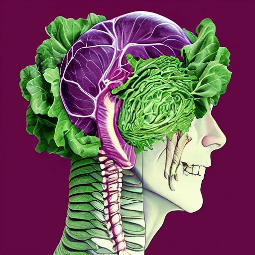 Image similar to the anatomy of a head of lettuce, an ultrafine detailed painting by james jean, studio ghibli, behance contest winner, vanitas, angular, altermodern