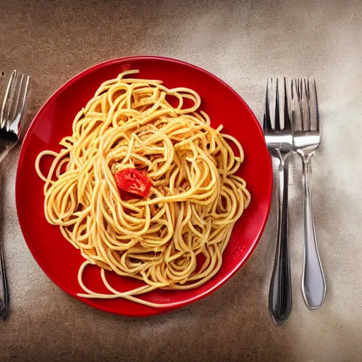 Prompt: plate of spaghetti on life support