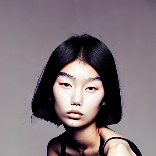 Prompt: photo portrait of beautiful 2 0 - year - old asian woman by'inez and vinoodh ','models. com ', elegant, luxury, masterpiece