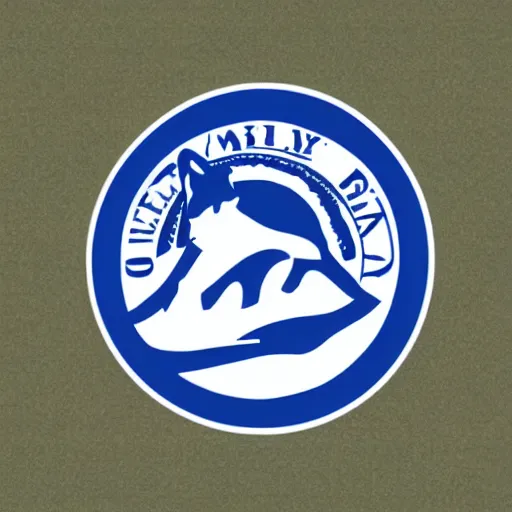 Image similar to military logo that involves foxes, mountains, and crown