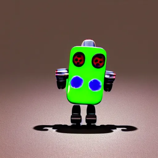 Prompt: a small robot with wheels, no arms, no legs and a cute smiling face on the screen on its face