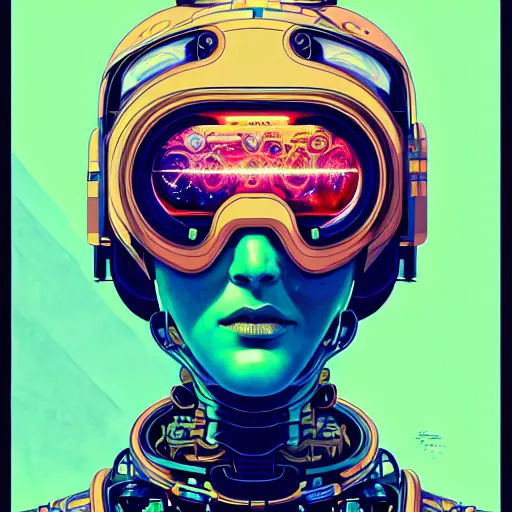 Image similar to high quality high detail portrait of a cybernetic diesel punk in an alien world, tristan eaton, victo ngai, artgerm, rhads, ross draws, hyperrealism, intricate detailed, alphonse mucha, 8 k, sci - fi, pastel colors, artstation,