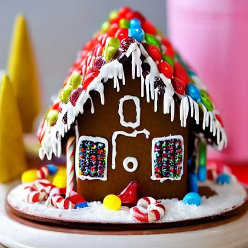 Prompt: gingerbread house with candy