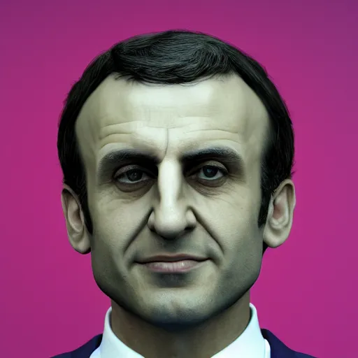 Image similar to Iranian Emmanuel Macron, realistic, photo studio, HDR, 8k, trending on artstation