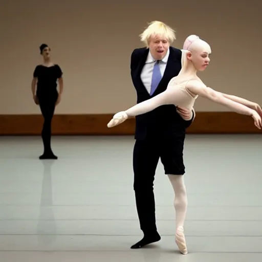 Prompt: Photo of Boris Johnson dancing ballet