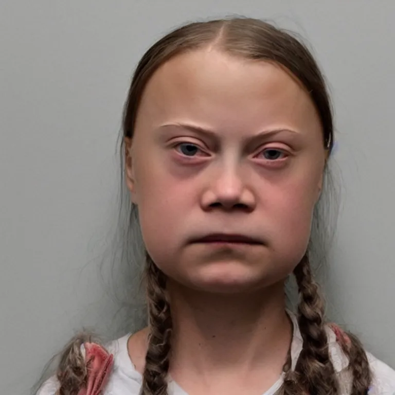 Prompt: greta thunberg mugshot