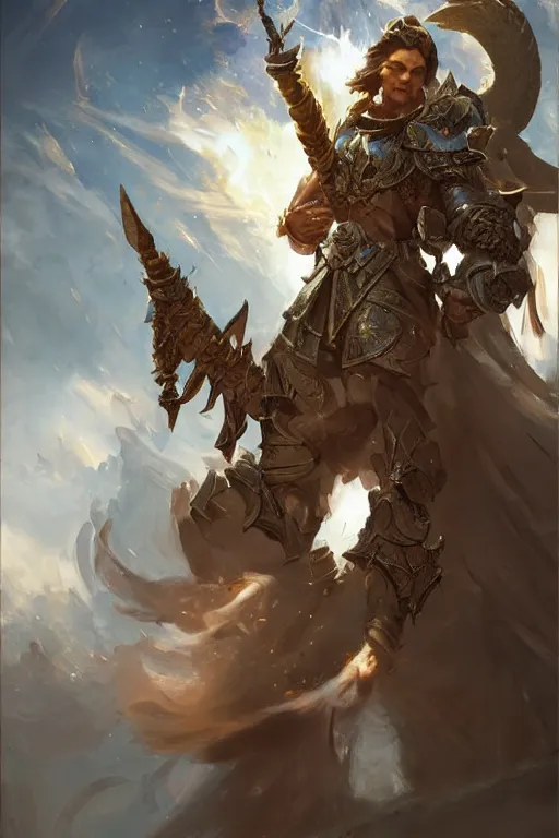 Image similar to saint michael the archangel, hearthstone art style, epic fantasy style art by Craig Mullins, fantasy epic digital art, epic fantasy card game art by Greg Rutkowski