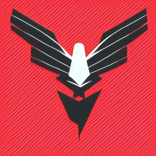 Image similar to geometric white eagle, flying above an open black book, icon, red background, vector, simple logo, cgsociety, artstation