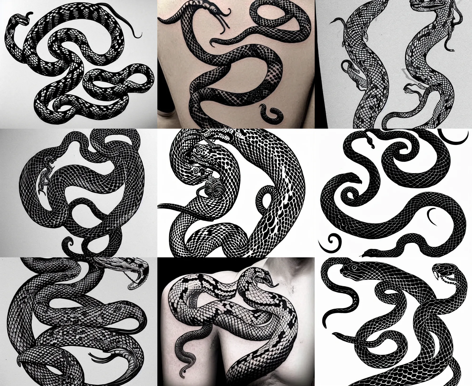 Prompt: detailed amazing tattoo stencil of a floral cobra snake
