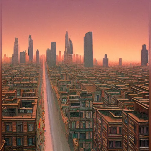 Image similar to urban landscape photo of 'City of Edmonton street' as separating blocks of Swiss cheese, dark fantasy, artstation, painted by Zdzisław Beksiński and Wayne Barlowe