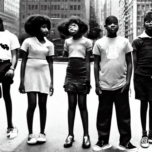 Image similar to photo of african - american teenagers on the streets of nyc in the style of diane arbus