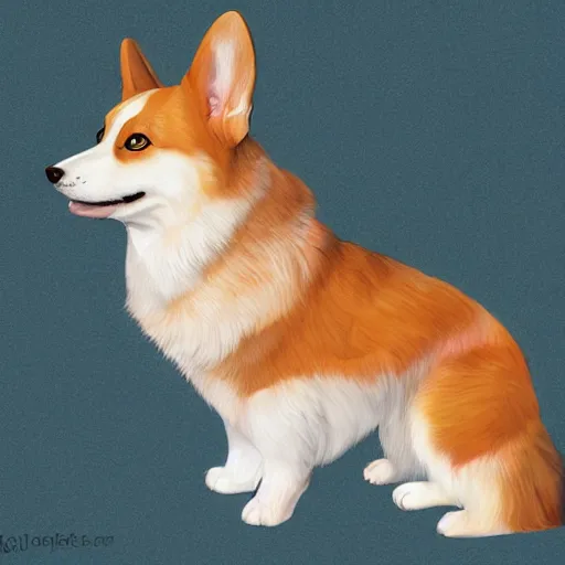 Prompt: beautiful portrait of a cute corgi goddess, character art, detailed, beautiful, glowing, ethereal