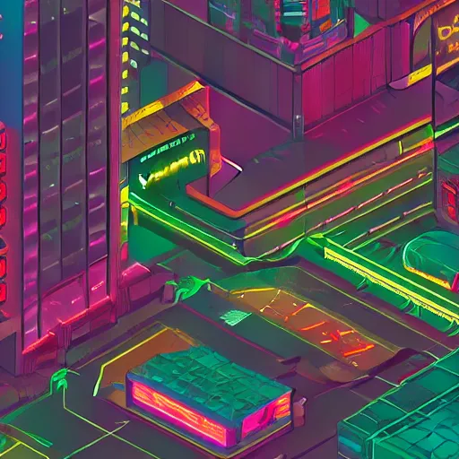 Prompt: night city, retro wave, night, neon, post - soviet cyberpunk, pixel art, high detail, sharp focus, different angles, 4 k, trending on artstation