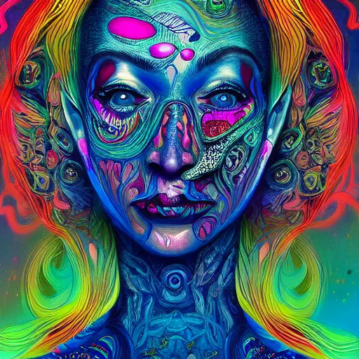 Prompt: an extremely psychedelic portrait of hocus pocus, surreal, lsd, face, detailed, intricate, elegant, lithe, highly detailed, digital painting, artstation, concept art, smooth, sharp focus, illustration, art