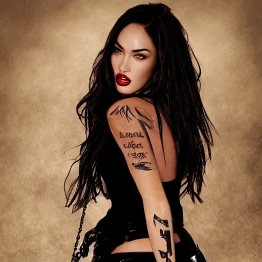 Prompt: megan fox with fangs!!!!! as vampire