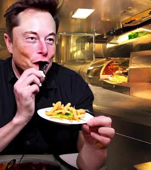 Prompt: an award winning photo of elon musk eating!! crayons!!!!!!, crayons!!!!! as ( ( french ) ) ( ( fries ) ), gourmet restaurant, 4 k, high quality