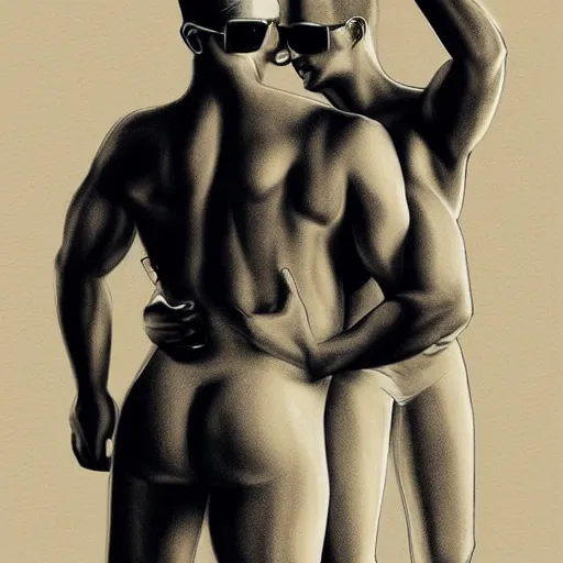 Image similar to lgbt art, tom of finland style, art in 4 k, high quality