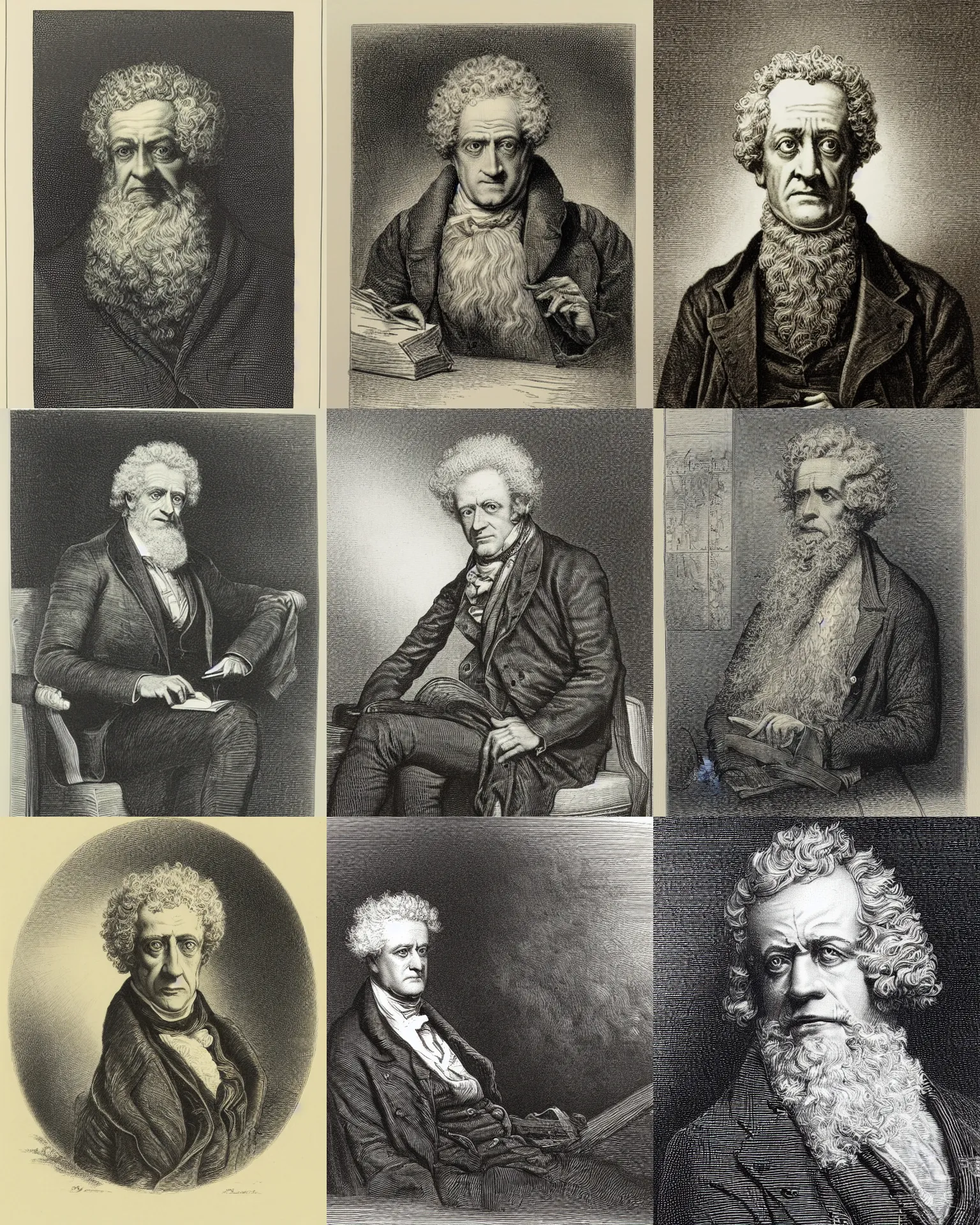 Prompt: an engraving of sir john herschel by gustave dore, highly detailed, lithograph engraving