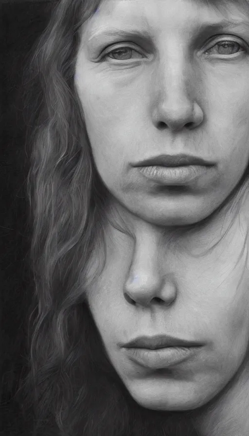 Image similar to cinematic portrait of young joni mitchell, intricate, elegant, by alyssa monks, highly detailed, symmetrical face, fine details, masterpiece, trending on artstation