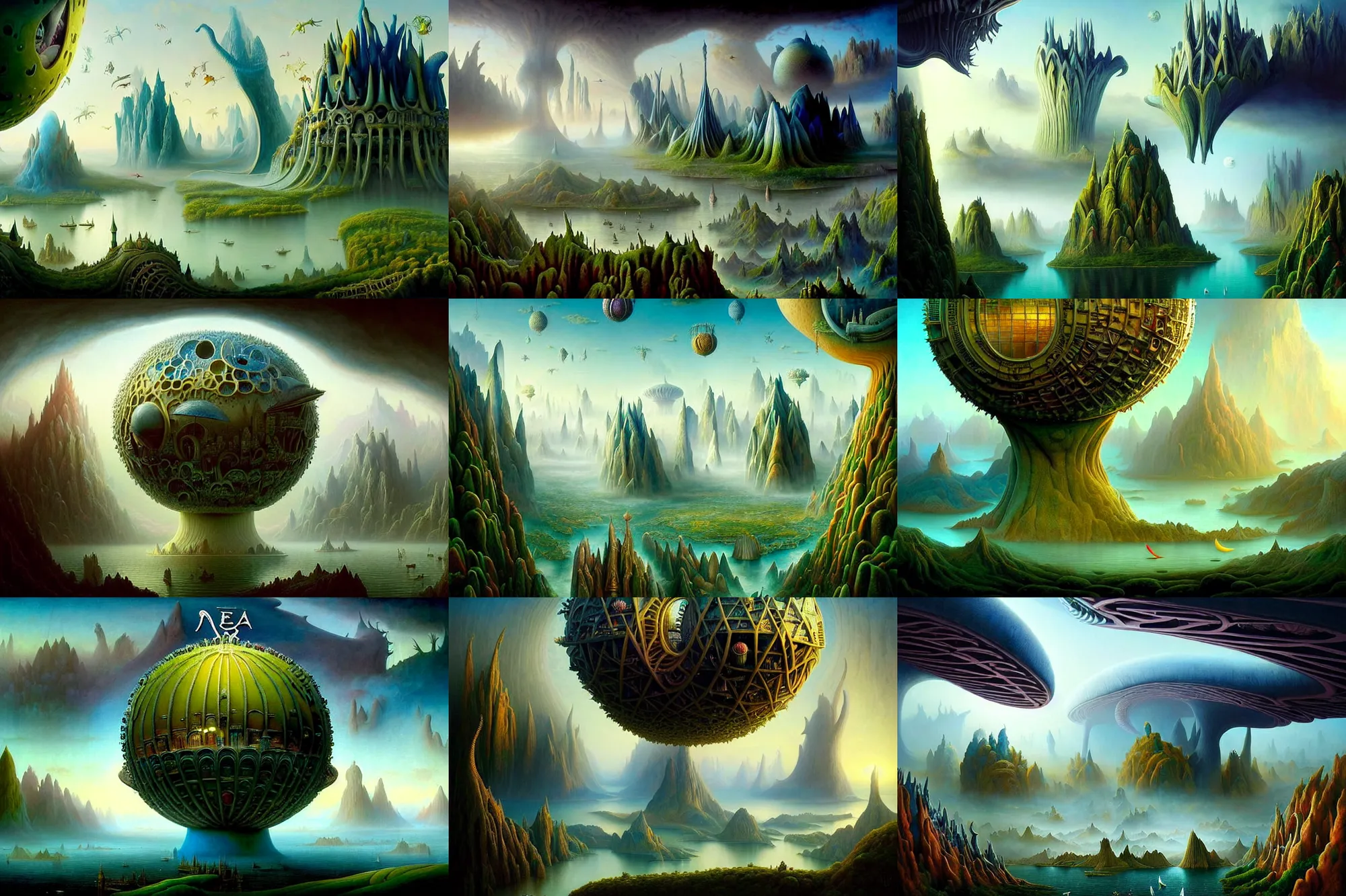 Prompt: a beautiful epic stunning amazing and insanely detailed matte painting of alien dream worlds with surreal architecture designed by Heironymous Bosch, mega structures inspired by Heironymous Bosch's Garden of Earthly Delights, vast surreal landscape and horizon by Asher Durand and Krenz Cushart, rich pastel color palette, masterpiece!!, grand!, imaginative!!!, whimsical!!, epic scale, intricate details, sense of awe, elite, fantasy realism, complex composition, 4k post processing
