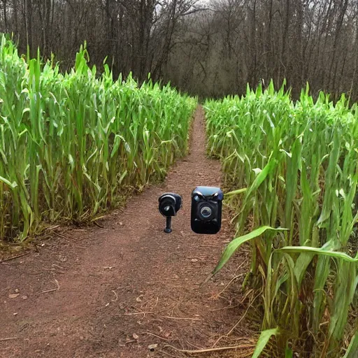 Image similar to trail cam footage of ominous floating corn cobs