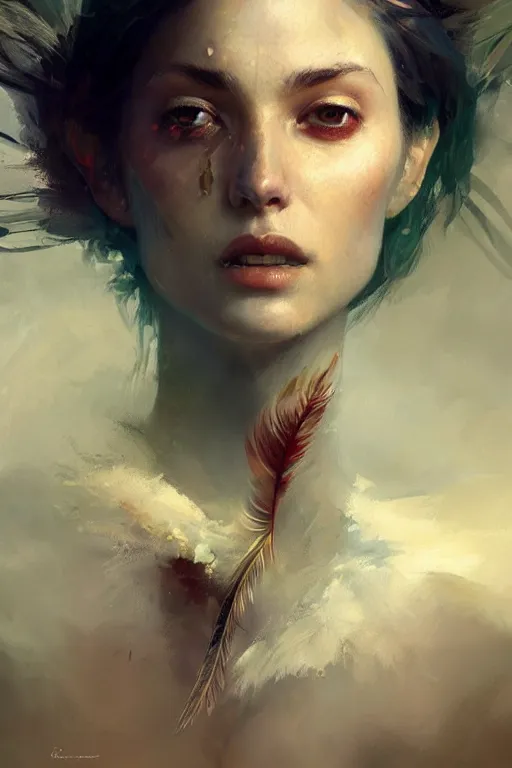 Prompt: tears of feather, oil painting, sunlit, paint texture, digital painting, highly detailed, artstation, sharp focus, illustration, concept art, ruan jia, charlie bowater, tom bagshaw, norman rockwell