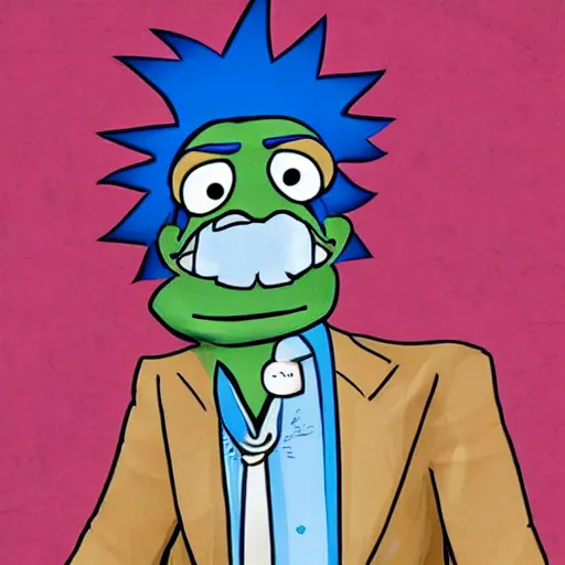 Image similar to Rick Sanchez depicted as a muppet