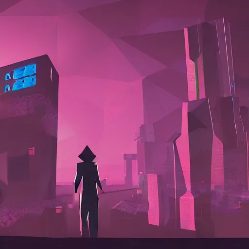 Prompt: polygonal cyberpunk