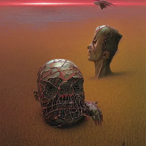 Image similar to an amazing masterpiece of art by gerald brom, Zdzisław Beksiński, trash humpers