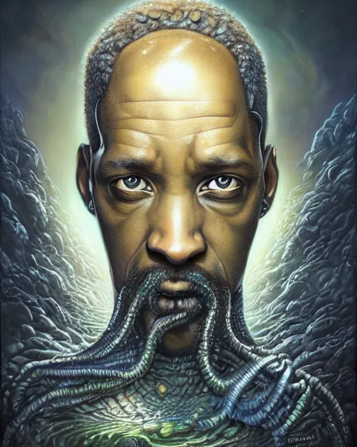 Prompt: lovecraft biopunk portrait of will smith by tomasz alen kopera and peter mohrbacher