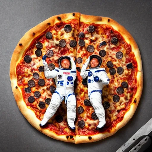 Image similar to Astronauts landing on pizza