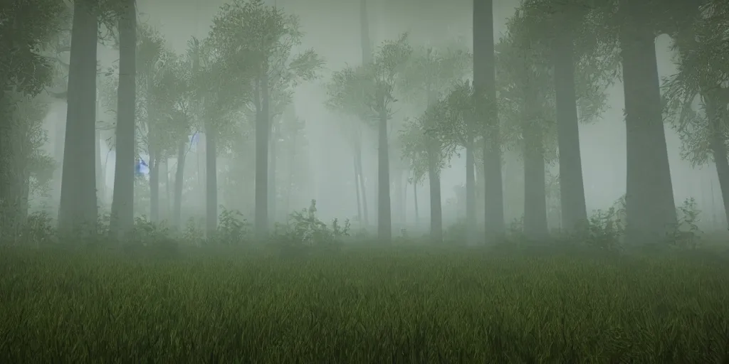 Image similar to forest, unreal engine, 4k, misty, rain