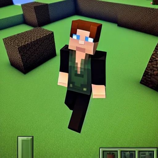 Prompt: a screenshot of minecraft. statue of barack obama. built out of obsidian.