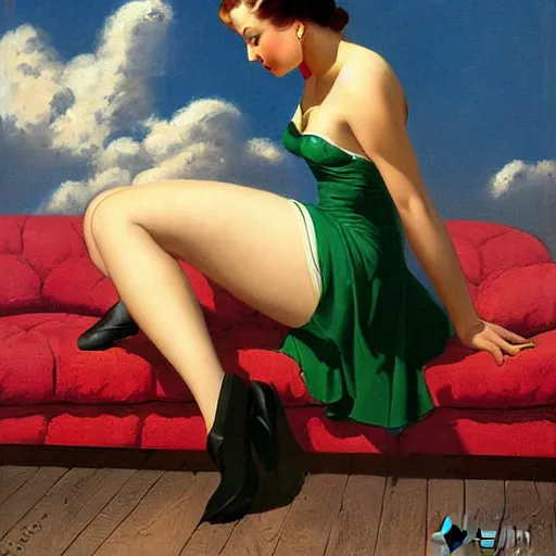 Image similar to woman painting by gil elvgren