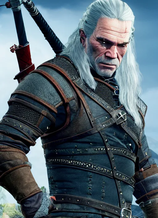 Image similar to Tommy Lee Jones in The Witcher 3, gameplay, 8k, HD